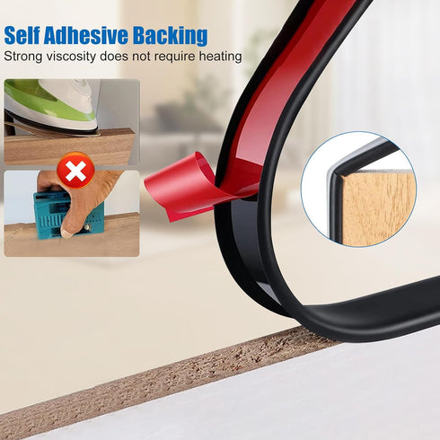 U-Shape Edge Banding, 16.4ft Self Adhesive Black Veneer Edging Trim for Countertop, Table, Cabinet Repair Furniture