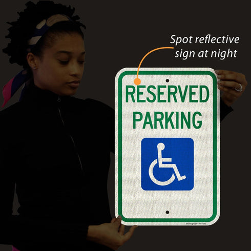 SmartSign (Pack of 2) 18 x 12 inch Federal Handicap Reserved Parking Sign, 120 mil Aluminum Composite, Engineer Grade