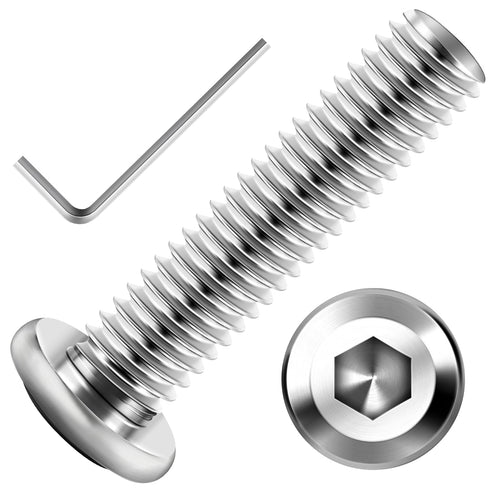 30Pcs M8 x 30mm, M8 Screw Flat Head Hex Socket Cap Screws Bolts, 304 Stainless Steel Full Thread Furniture Screws by