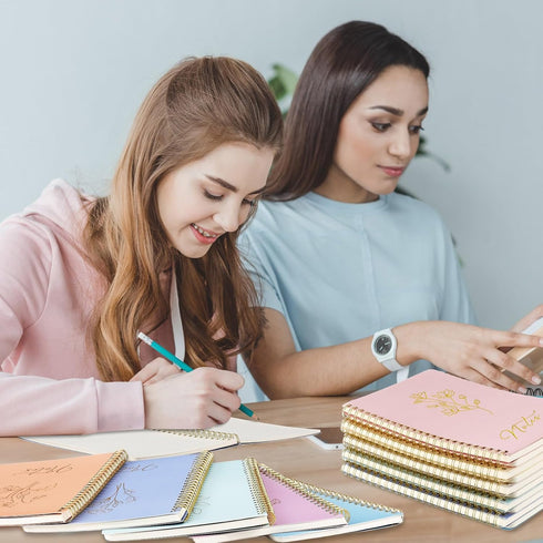 Cholemy 10 Pcs A5 Aesthetic Spiral Notebook, Cute Morandi College Ruled Journals with Pockets, 8 x 6