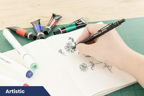 Pacific Arc Chromagraph .3 mm Metal Mechanical Pencil: Black Barrel with Adjustable Pencil Grade for Drafting