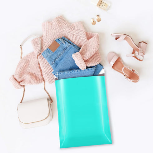 Fuxury Large Teal Poly Mailers 14.5x19'' 200Pc, Waterproof Shipping Bags for Clothing, Strong Adhesive