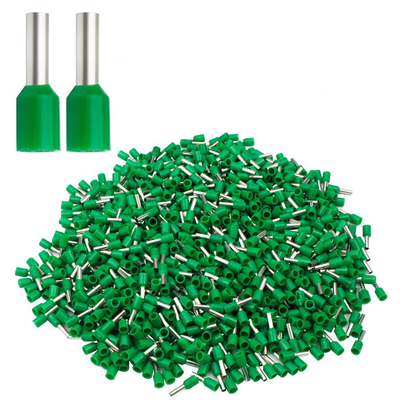 XHF 1000 PCS AWG 14/2.5mm² Insulated Copper Wire Ferrules, Crimp Connectors, Green Crimp Pin Cord End Terminals
