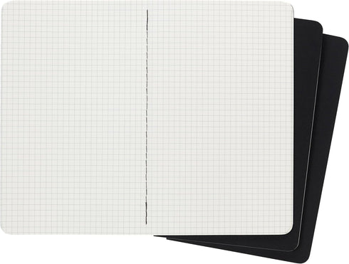 Moleskine Cahier Journal: Soft Cover, Large (5" x 8.25") Squared/Grid, Black, 80 Pages (Set of 3)
