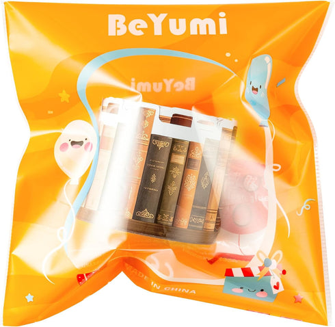 65ft BeYumi Vintage Bookshelf Border Trim - Back to School Retro Brown Books Rolled Border Trim Bookshelf Bulletin