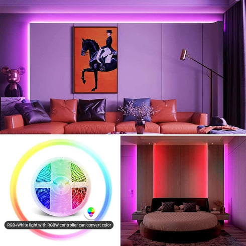 16.4ft 300LEDs DC12V GIDEALED RGBW LED Light Strip, Indoor Multicolor Ambiance, Flexible Tape Lights
