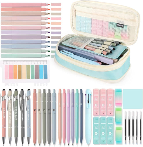 GUGUKUKU 56 PCS Aesthetic School Supplies Cute Stationary Set with Pencil Case, Inspirational