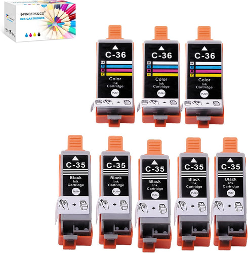 F FINDERS&CO PGI-35 CLI-36 Ink Cartridge Compatible with Canon PIXMA IP100 IP110 TR150 Printer, 8 Pack