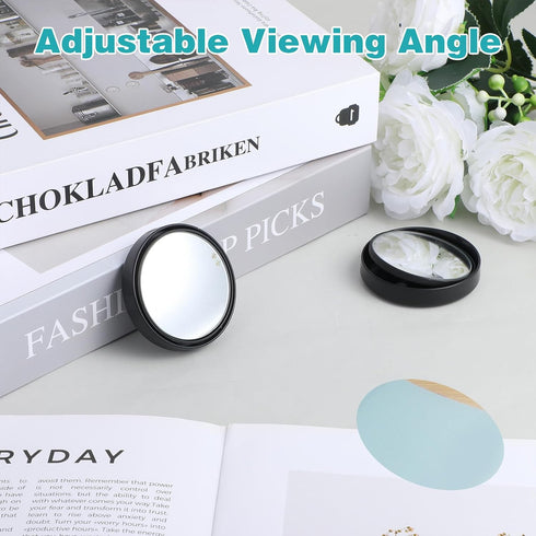 CIATBYYJ 2Pcs 2.24inch Office Cubicle Mirrors, Adjustable Monitor Mirror to See Behind You for Work Accessories, Small