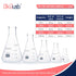 Glass Erlenmeyer Flask Set, Borosilicate Glass 3.3, Includes Vol. 50, 150, 250, 500, 1000ml, Printed Graduation