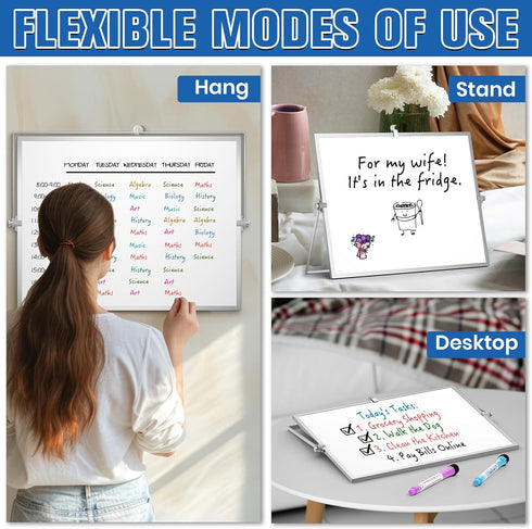 Grtard Dry Erase White Boards, 16'' x 12'' Magnetic Desktop Board with Stand, 10 Markers, 6 Magnets, 2 Erasers