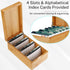 MaxGear Bamboo Index Card Holder, 3 x 5 Inch Organizer with 4 Dividers, Holds 600 Cards