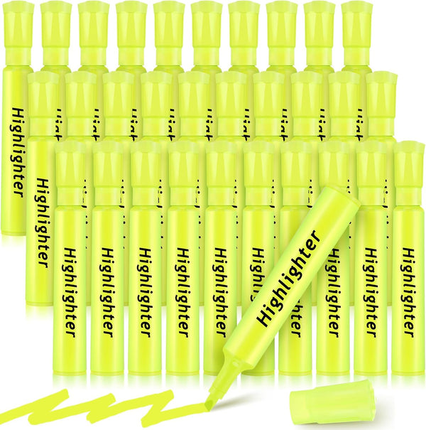 Qilery Tank Style Highlighters 30 Pack, Quick Drying Fluorescent Chisel Tip Markers for Kids Classroom Office