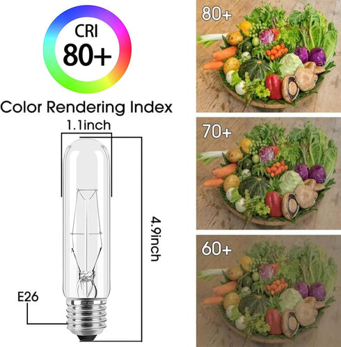 Tiqian 8-Pack 40W T10 Bulbs, White,Dimmable Bulbs E26 2700K, Incandescent LED Light Warm Clear Glass Edison Vintage