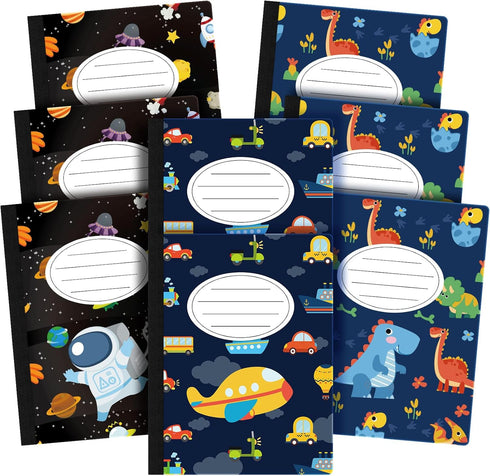 Frienda 8 Pcs Cute Composition Notebooks, 200 Pages, Wide Ruled, 9.75" x 7.5", Multicolor, Classic