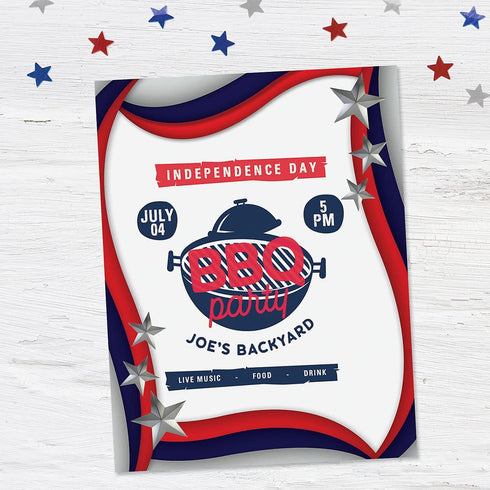 Spangled Stars Patriotic Letter Papers, Set of 25 American Flag Stationery, 8 1/2" x 11"