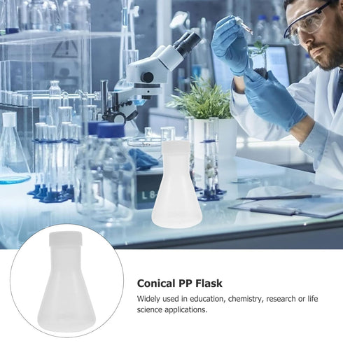 Hemobllo 50ML Plastic Conical Flask Set with Screw Caps and Clear Scale, Laboratory Supplies (10PCS)