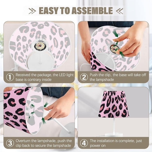 3 ALAZA Bedside Lamp Leopard Print Cheetah Pink Table Lamp for Bedroom Desk Lamp with USB Port LED Nightstand Color