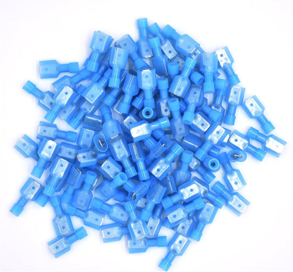 100pcs Male Fully Insulated Wire Crimp Terminal Nylon Quick Connectors, Wiring Spade (Male)