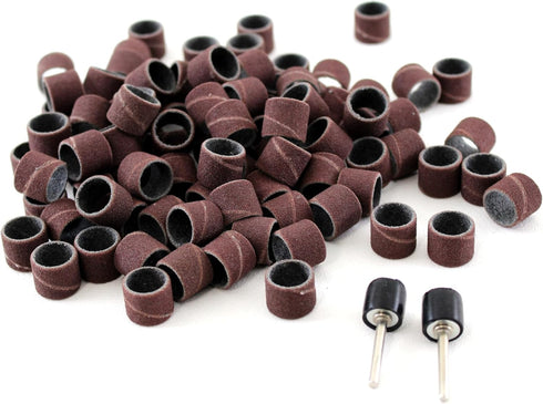 TEMO 100 pc Sand Drum Grit 60 Coarse, 1/2 Inch with 2 pc 1/8 Inch Mandrel