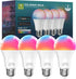 Smart Light Bulbs, 9W A19 E26 800LM WiFi Bluetooth LED Bulbs, Compatible with Alexa & Google Assistant - 4 Pack