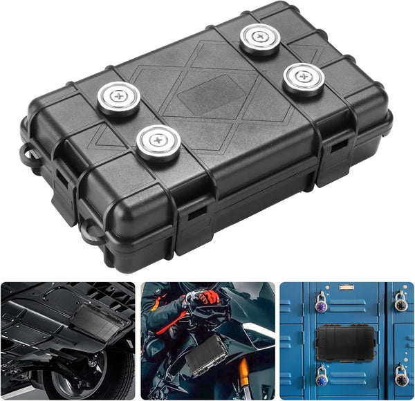 Upgraded Black Magnetic Key Box for Under Car, Waterproof Magnetic Key Holder for Outdoor Vehicles - Hidden Key Box