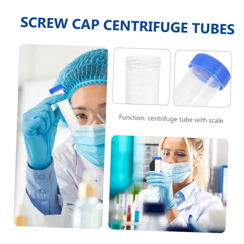 50 pcs Centrifuge Tubes with Screw Caps - Graduated Non Pyrogenic RNase Plastic Laboratory Test Tubes