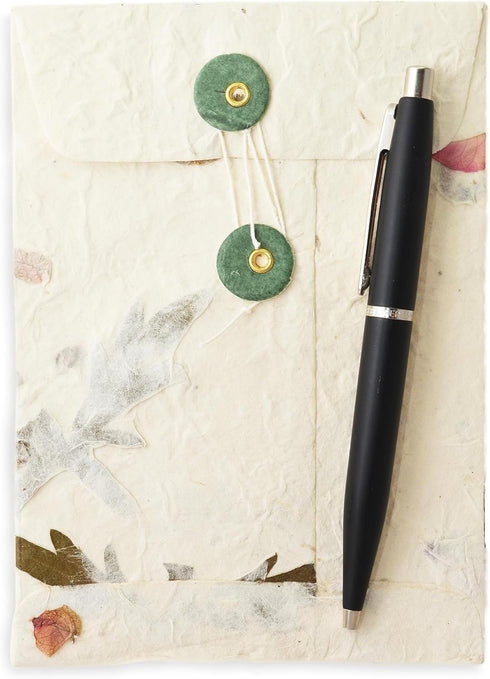 Handmade Lokta Paper Envelope with String-tie Button Closure Pocket Folder for Invitations, Mailers, 4.5 x 6.5 inches