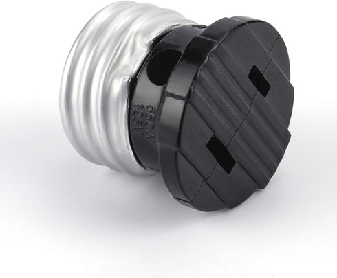 DiCUNO UL Listed E26 to Polarized Outlet Socket Adapter, Standard E26 Base Light Bulb Converter Black