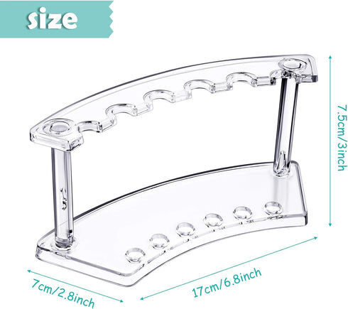 Tinlade 2 Pieces Plastic Pen Holder Stand, 6-Slot Makeup Brush Rack Organizer for School, Office, Home (Clear, Black)