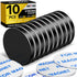 DIYMAG Black Powerful Neodymium Disc Magnets - Strong Rare Earth Magnets with Double-Sided Adhesive, Pack of 10