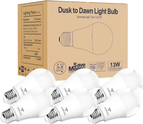 Torkase Outdoor Dusk to Dawn Light Bulbs, Smart Sensor LED Lighting Bulb