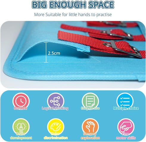 Lerdots Learning to Dress Busy Boards, Shoe Tying Practice for Kids, Basic Life Skills Toys Learn to Button, Buckle