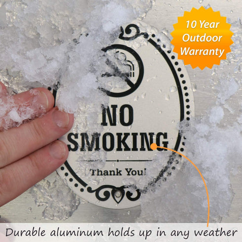 SmartSign Premium No Smoking Thank You Sign for Business & Home, 4" x 5" Aluminum with Adhesive Backing