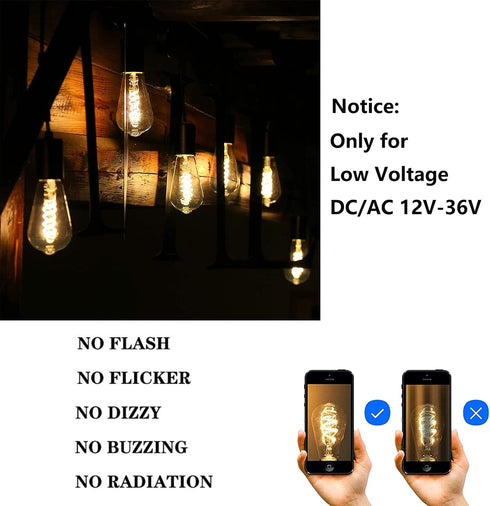 12V LED Edison Bulbs, 40W Equivalent, Low Voltage 4W Vintage Style, E26 Medium Base, Warm White 2700K, 3 Pack