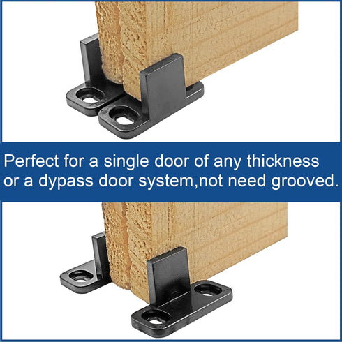 Black Sliding Barn Door Floor Guides, Plastic Bypass Door Guide Hardware, 8-Pack
