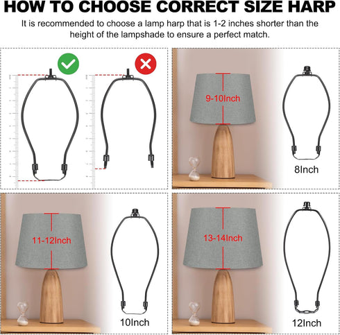 7.5 Inch 2 Set PATIKIL Lamp Harp Kit with Finial, Detachable Lamp Shade Bracket Holder, DIY Lighting Accessories