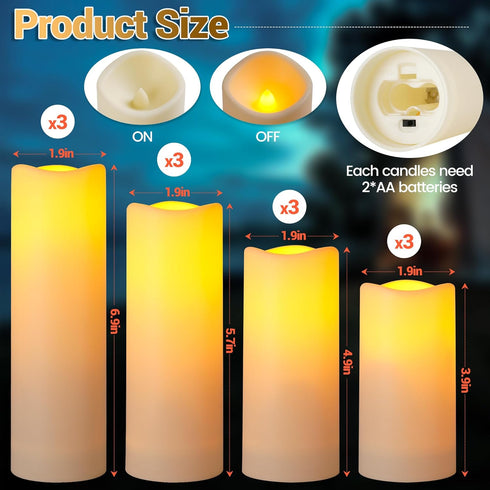 12 Da by Waterproof Outdoor Flameless LED Battery Candles, High-Temperature Resistant Simulated Candles