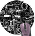 Retro Cool Camera Collection Design Round Mouse Pad, Vintage Camera Montage Circular Mouse Pads for Computers, Laptop