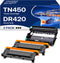 TN450 Toner Cartridge DR420 Drum Unit, Replacement for Brother TN450 TN-450, 2 Toner + 1 Drum, 3 Pack