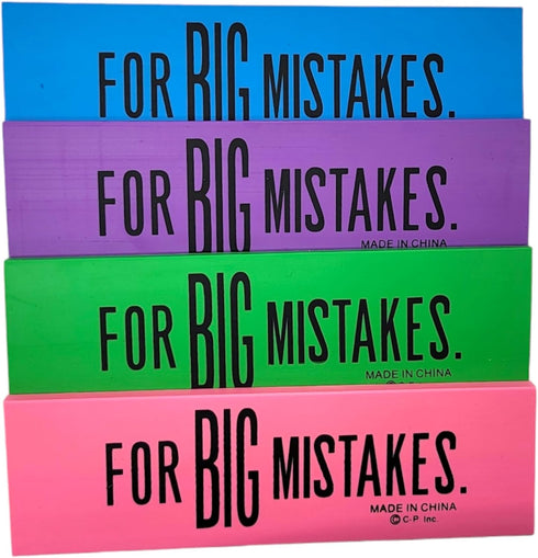 Huge 6.75" Colorful Rubber Pencil Erasers, Rectangular Shape, 12 Pack (4 Colors) for Big Mistakes