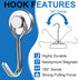 E BAVITE 30LBS Swivel Swing Silver Magnetic Hooks, Pack of 50, Powerful Neodymium Rare Earth Hooks for Kitchen