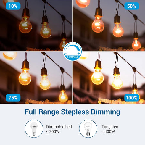 Dimmer, Dimmer Dimmer 100 Dimming DEWENWILS Dusk to Dawn Outdoor for String Light with Remote Switch, FT Wireless