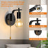 Glighone Set E26 Vintage Pull Chain Wall Lights of Two with Switch Wall Lamp,Black Wall Light Industrial Wall Lighting