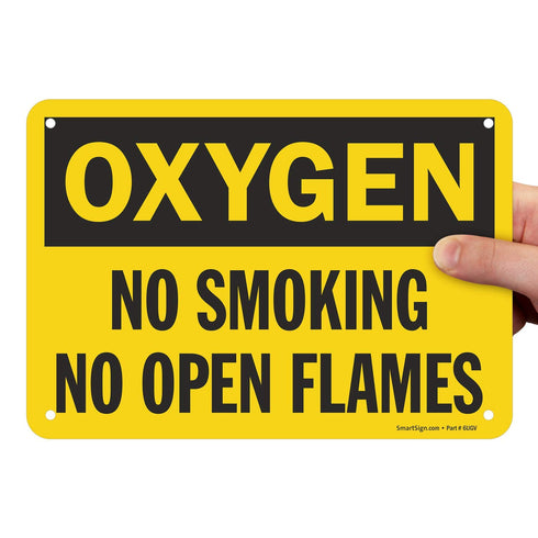 SmartSign S-0574-PL "Oxygen - No Smoking No Open Flames" Sign, 7" x 10"