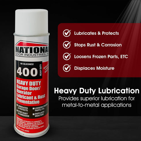 National Door Industries 400-HD Heavy-Duty Garage Door Lubricant Spray Rust Preventative with Long-Lasting Hinge