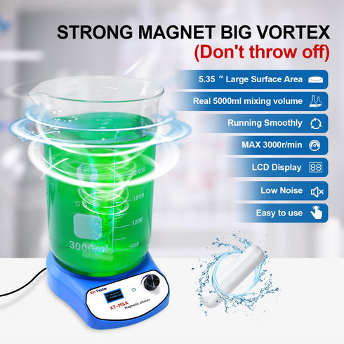 3000ml LED Digital Magnetic Stirrer, Stainless Steel Magnetic Mixer with Stir Bar for Sauces, Yeast Starters, Paint,
