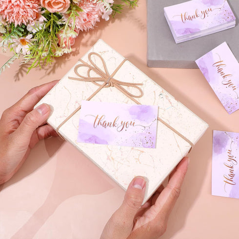 LXUEJIE 100 3.5 2 inch Pcs Thank You Cards, Purple Thank You Cards x Thanks Card with Free Write Purplek Thanks Card