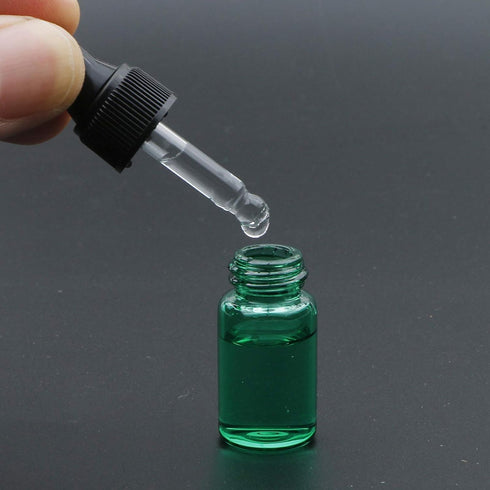 40 Pack 3ml Green Glass Dropper Bottles with Black Rubber Cover, Tapered Glass Droppers Set