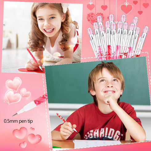 Valentine's Day Pencils, Plastic Party Favors for Kids, Bulk Heart Pencils for Classroom Rewards (48 Pieces)